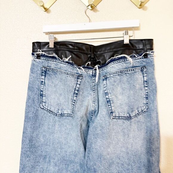 NEW Rag & Bone Shea Mixed Media Faux Leather Denim Combo High Rise Relaxed Jeans - Picture 12 of 14